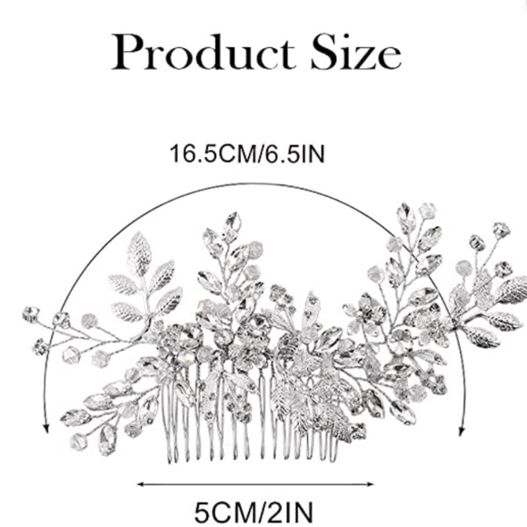 Rhinestone Wedding Hair Comb Leaf Bead Bride Headpieces Hair Clip Crystal Bridal main image 4